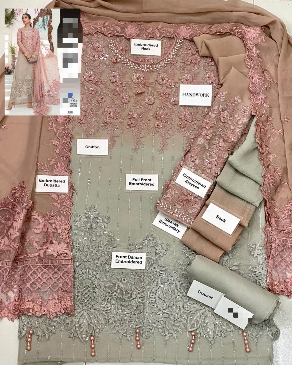 Chiffon Fully Heavy Embroidered Dress / Unstitched 3Pcs / DF-FCY-11
