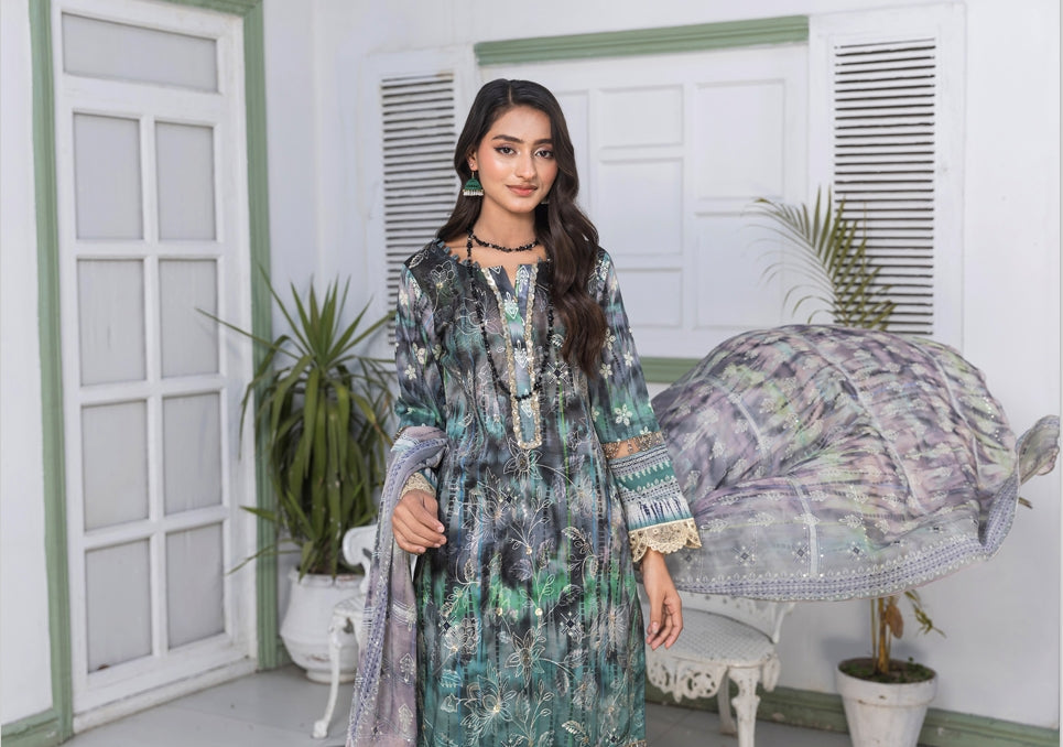 Noor Jahan Rashq-E-Qamar Luxury Embroidered Lawn 3pc