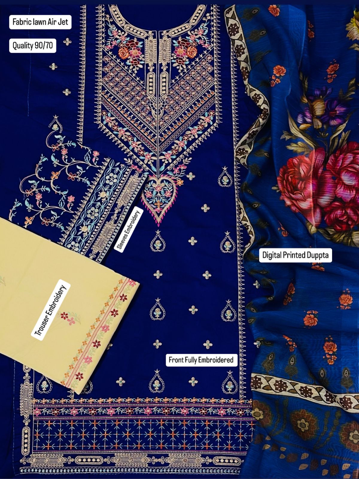 Embroidered Lawn 3PC Unstitched Suit / DF-LWN-09