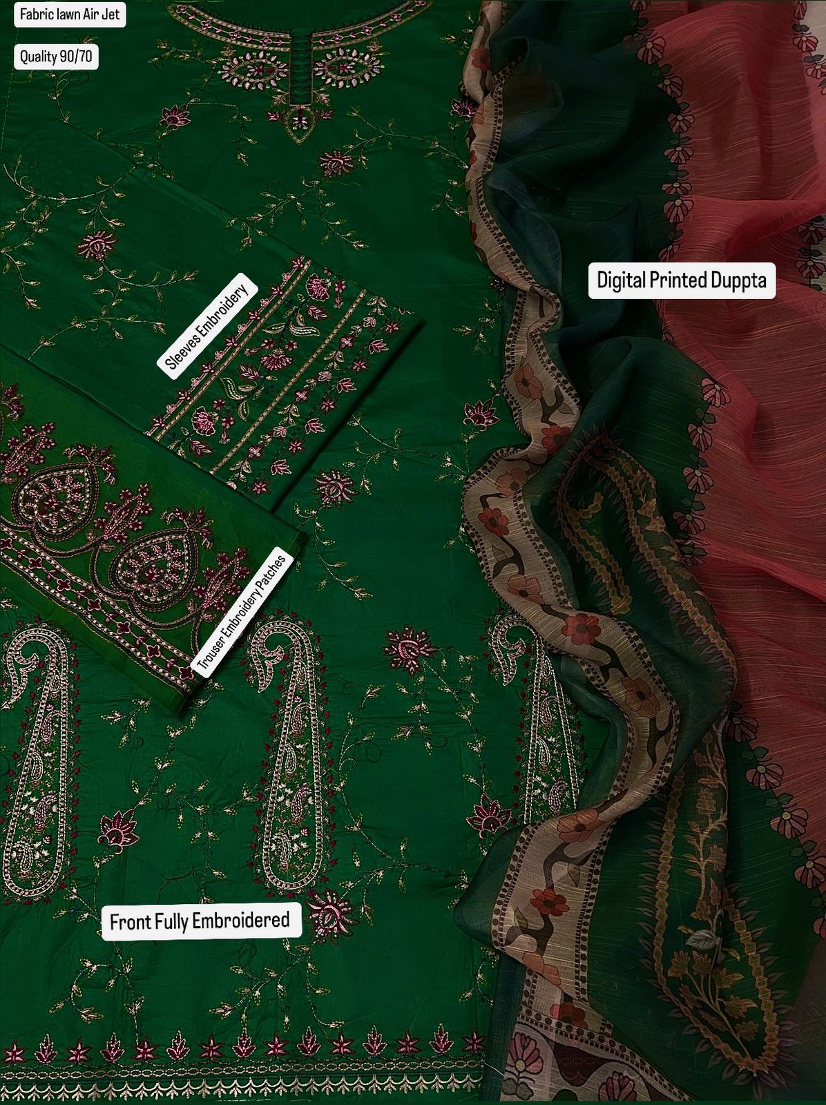 Embroidered Lawn 3PC Unstitched Suit / DF-LWN-03