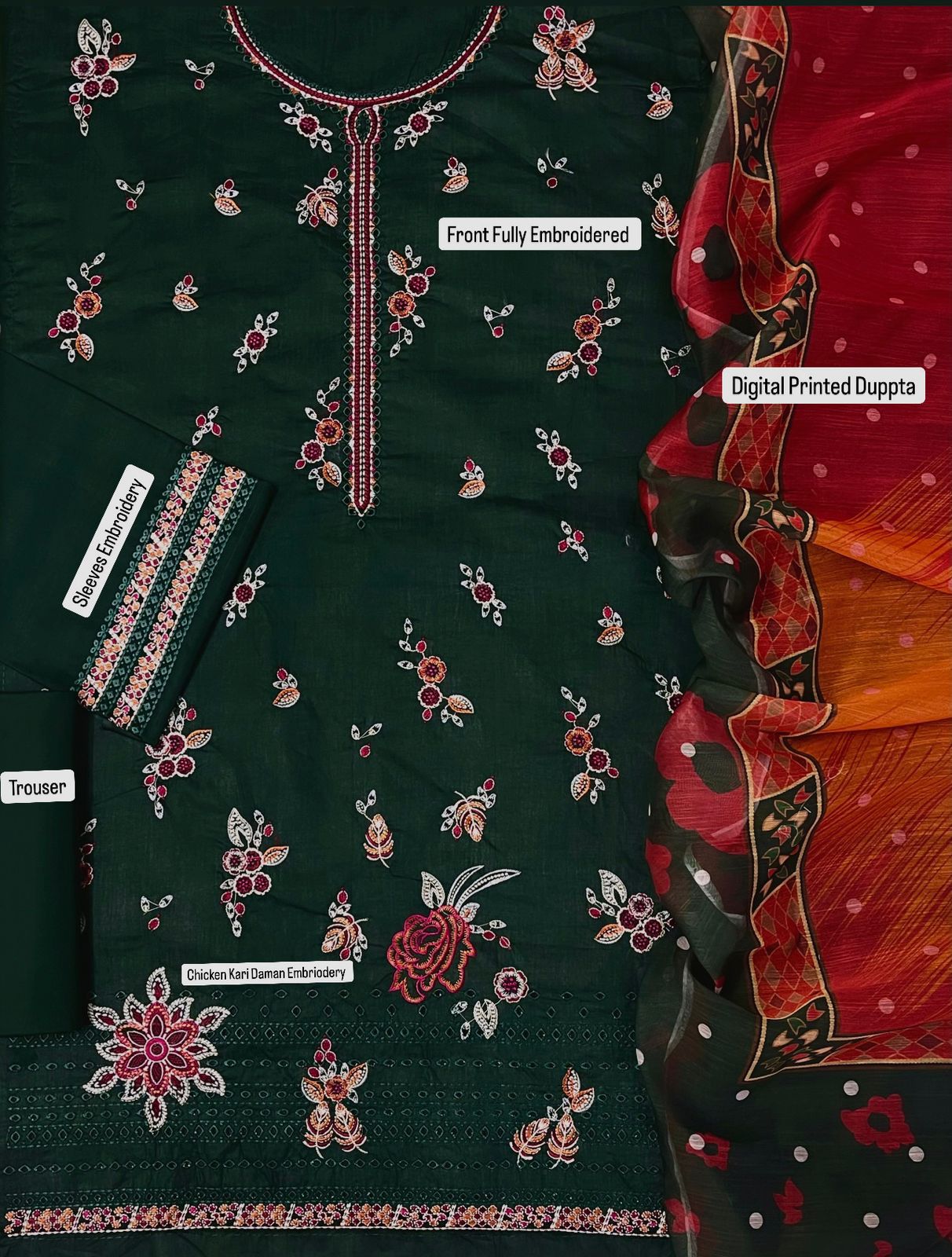 Embroidered Lawn 3PC Unstitched Suit / DF-LWN-10