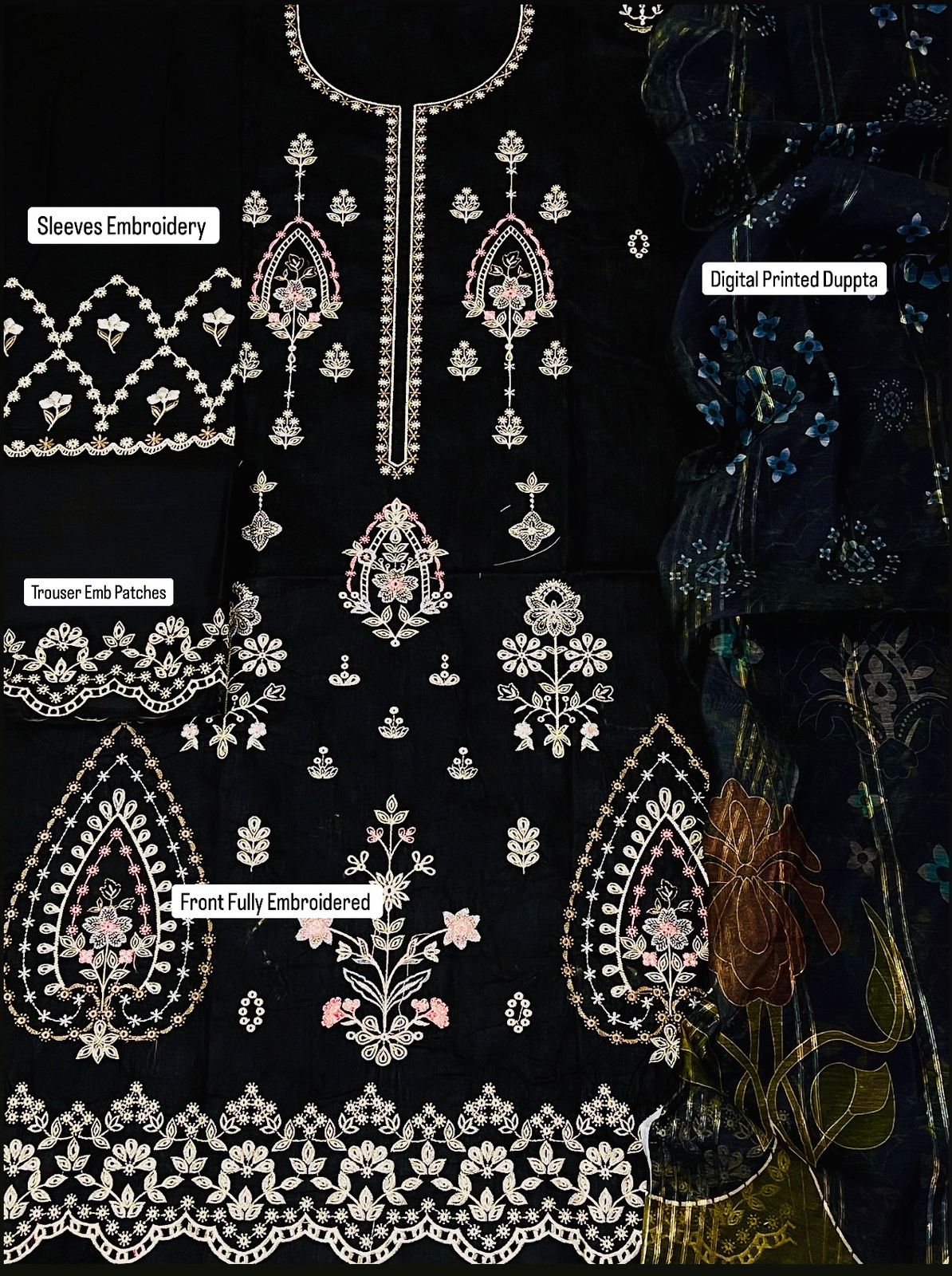 Embroidered Lawn 3PC Unstitched Suit / DF-LWN-08