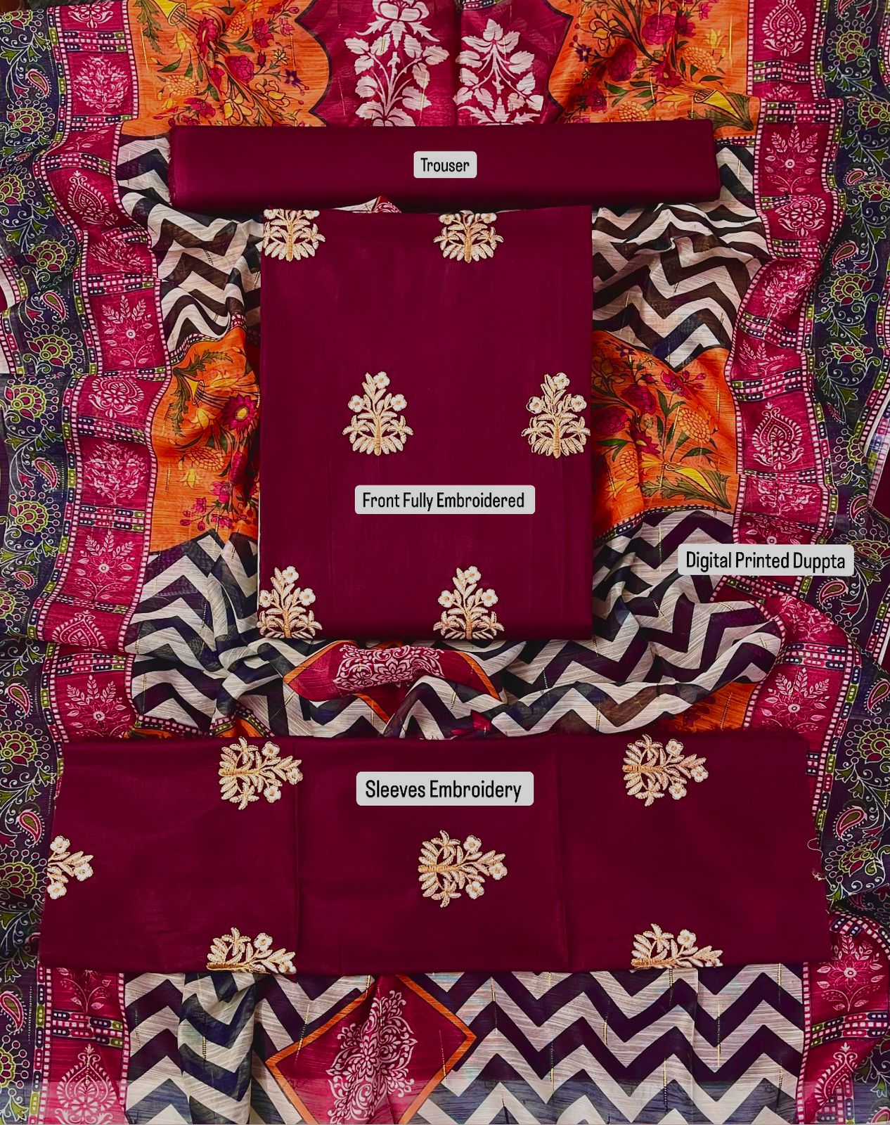 Embroidered Lawn 3PC Unstitched Suit / DF-LWN-07
