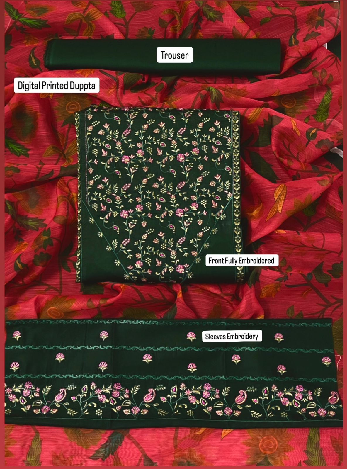 Embroidered Lawn 3PC Unstitched Suit / DF-LWN-14
