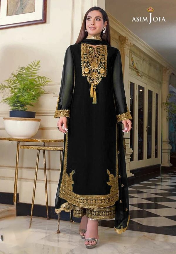 Fancy Embroidered Chiffon 3Pcs / Spangle Work / DF-FCY-05