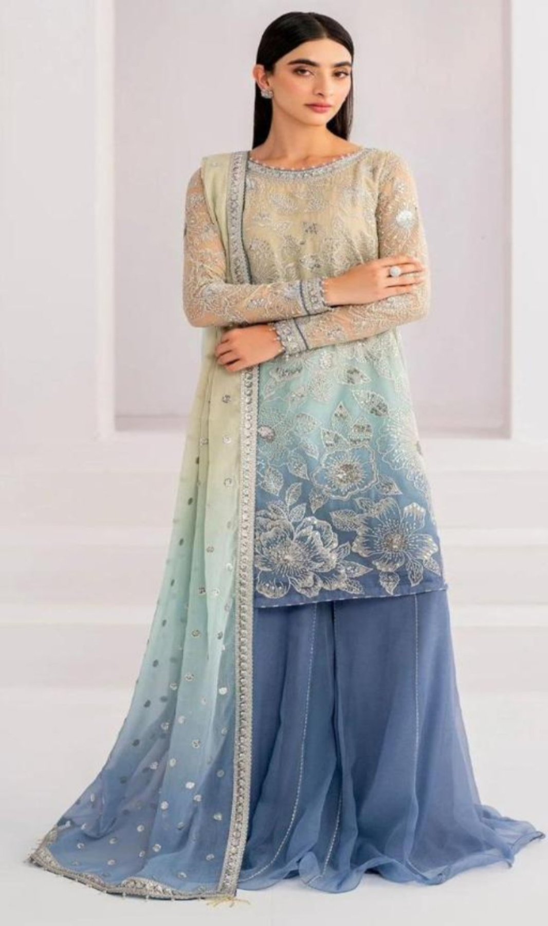 Embroidered Sequence Work Chiffon / Unstitched 3Pcs / DF-FCY-02