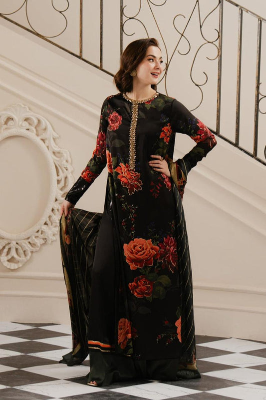 Embroidered Shamoz Silk Suit / Unstitched 3PC / DF-DS-06
