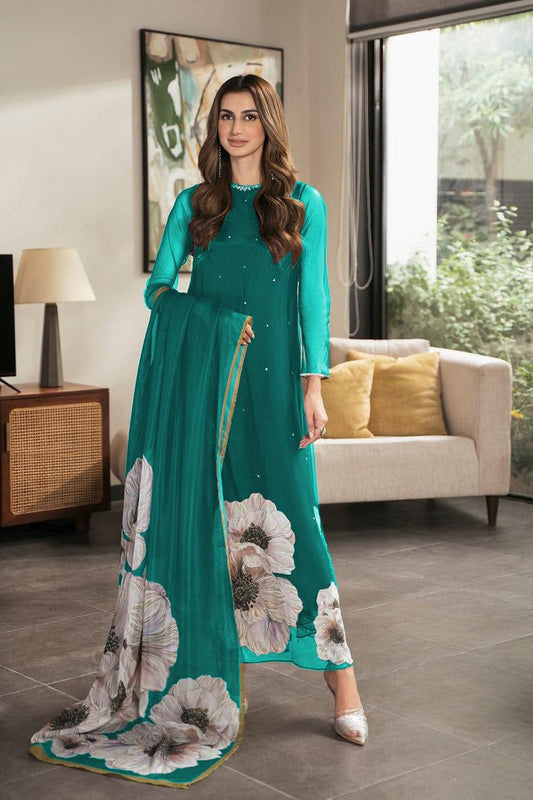 Embroidered Shamoz Silk Suit / Unstitched 3PC / DF-DS-07