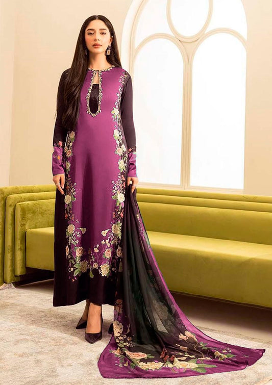 Embroidered Shamoz Silk Suit / Unstitched 3PC / DF-DS-12