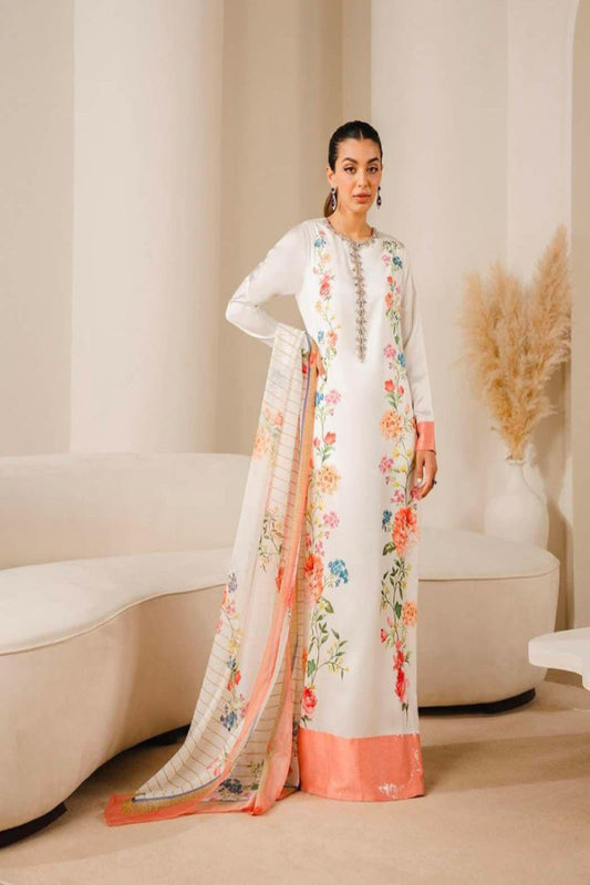 Embroidered Shamoz Silk Suit / Unstitched 3PC / DF-DS-15
