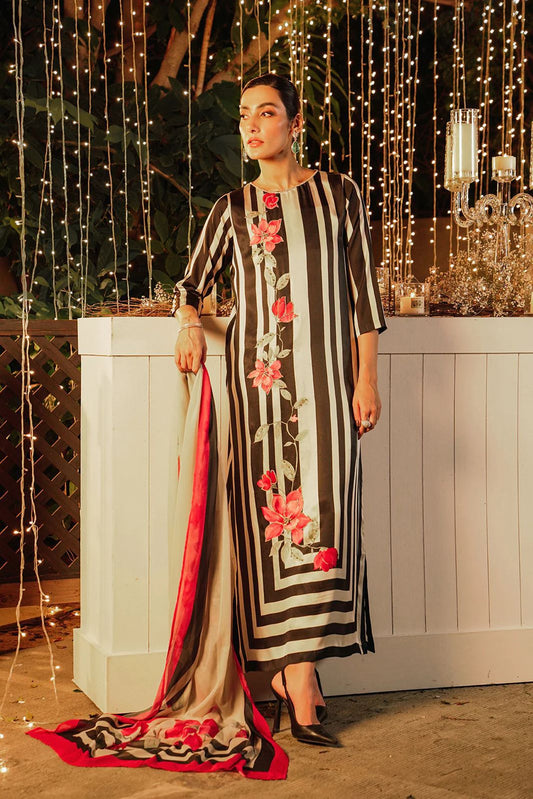 Embroidered Shamoz Silk Suit / Unstitched 3PC / DF-DS-03
