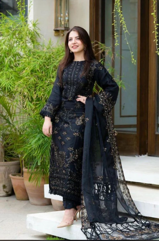 Embroidered Lawn 3PC Unstitched Suit / DF-LWN-24