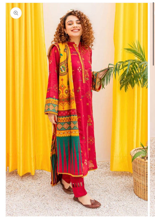 Embroidered Lawn 3PC Unstitched Suit / DF-LWN-28